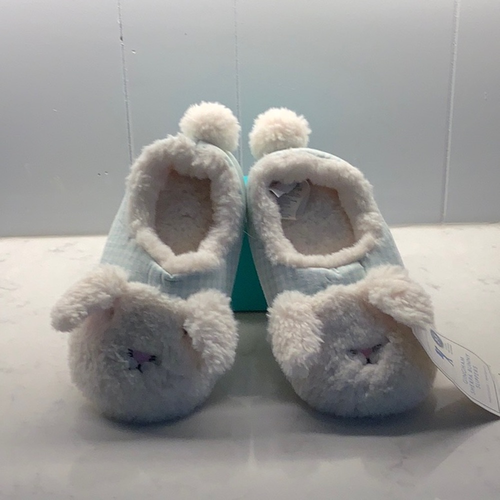 Pottery Barn Kids Gingham Sherpa Bunny Slippers
